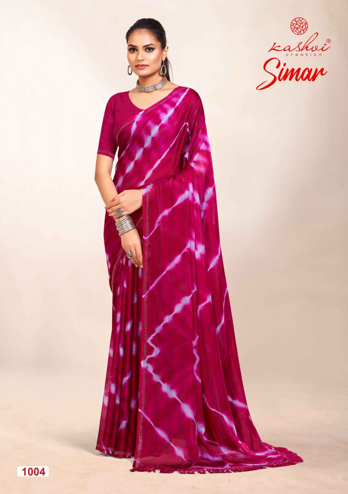 Simar By Kashvi Rim Zim Crape Designer Printed Sarees Wholesale Market In Surat